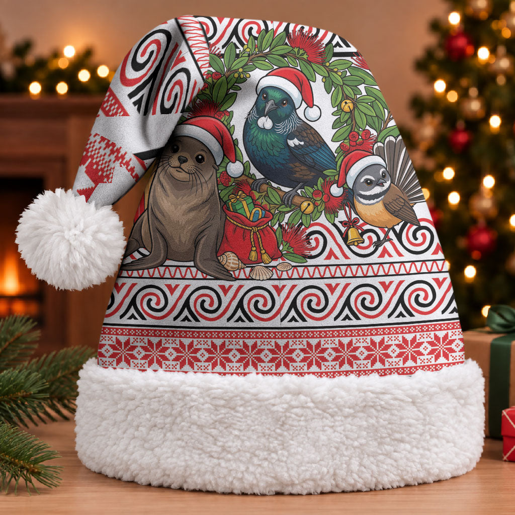New Zealand Animal Christmas Santa Hat Maori Inspired Kowhaiwhai Patterns