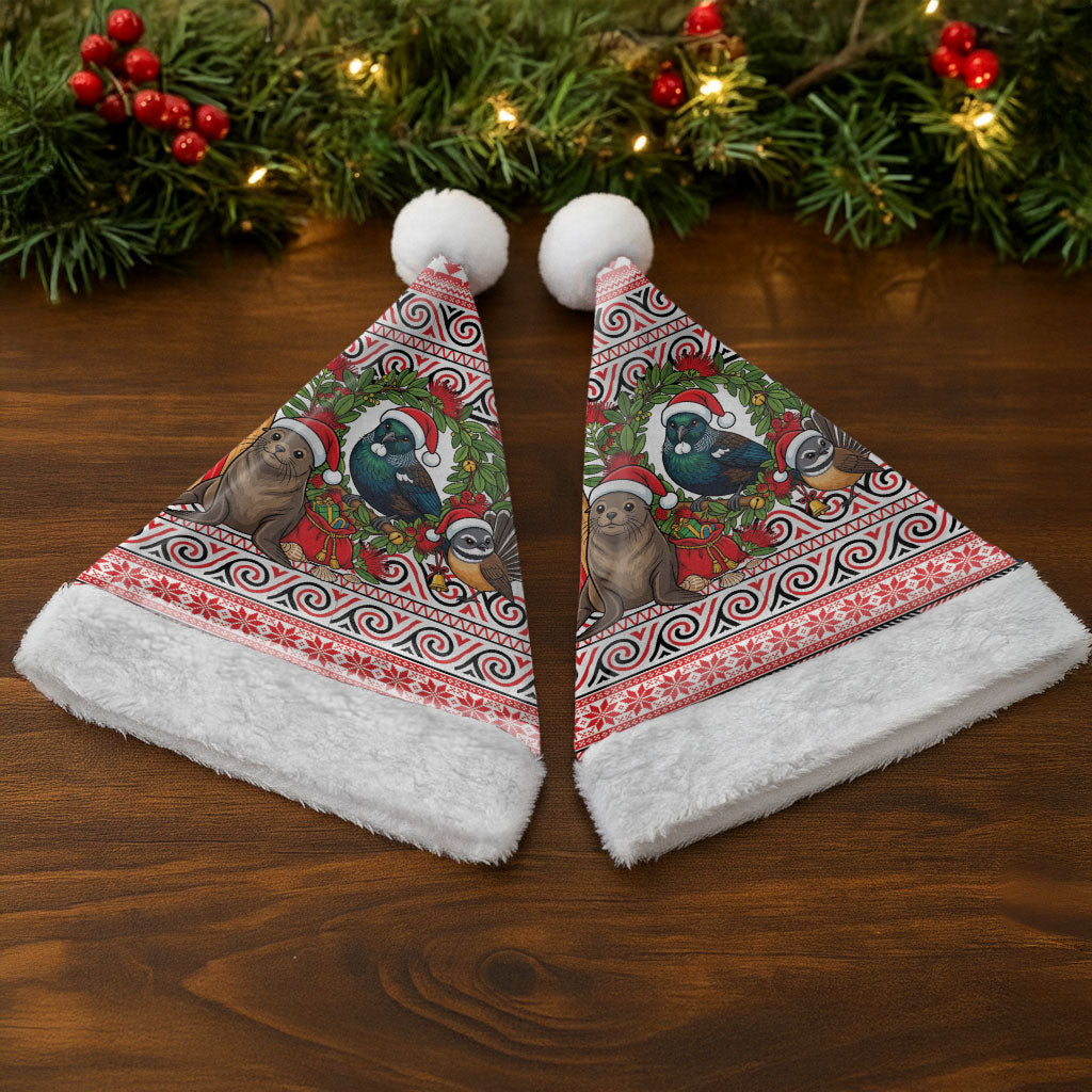 New Zealand Animal Christmas Santa Hat Maori Inspired Kowhaiwhai Patterns