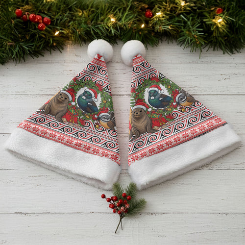 New Zealand Animal Christmas Santa Hat Maori Inspired Kowhaiwhai Patterns