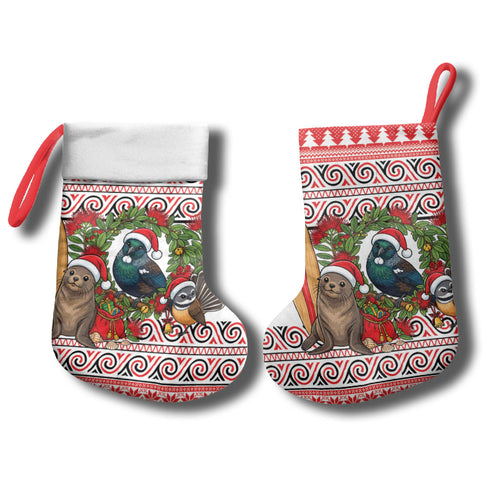 New Zealand Animal Christmas Stocking Maori Inspired Kowhaiwhai Patterns