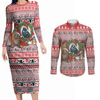 New Zealand Animal Christmas Couples Matching Long Sleeve Bodycon Dress and Long Sleeve Button Shirt Maori Inspired Kowhaiwhai Patterns