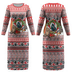 New Zealand Animal Christmas Couples Matching Long Sleeve Bodycon Dress and Long Sleeve Button Shirt Maori Inspired Kowhaiwhai Patterns
