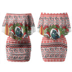 New Zealand Animal Christmas Couples Matching Off Shoulder Short Dress and Hawaiian Shirt Maori Inspired Kowhaiwhai Patterns