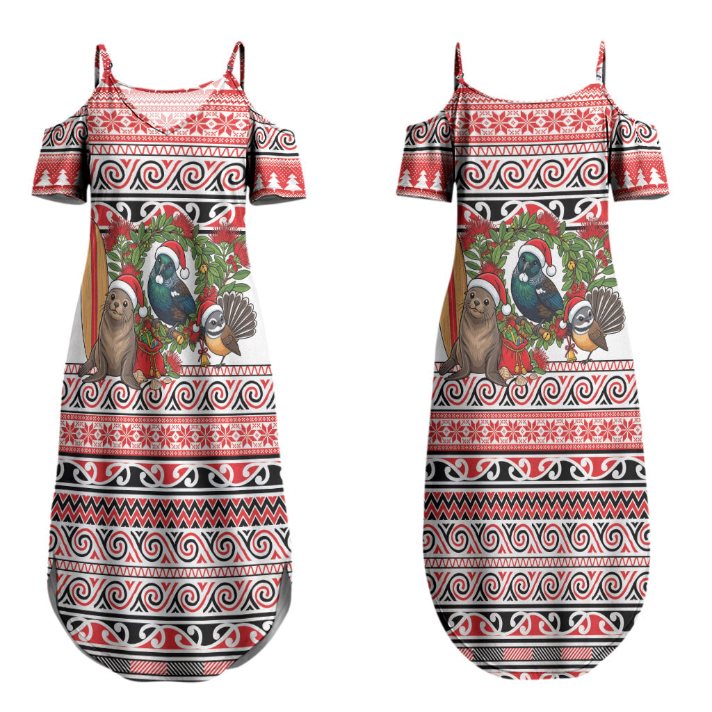 New Zealand Animal Christmas Couples Matching Summer Maxi Dress and Hawaiian Shirt Maori Inspired Kowhaiwhai Patterns