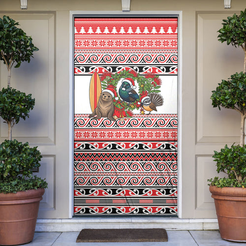 New Zealand Animal Christmas Door Cover Maori Inspired Kowhaiwhai Patterns
