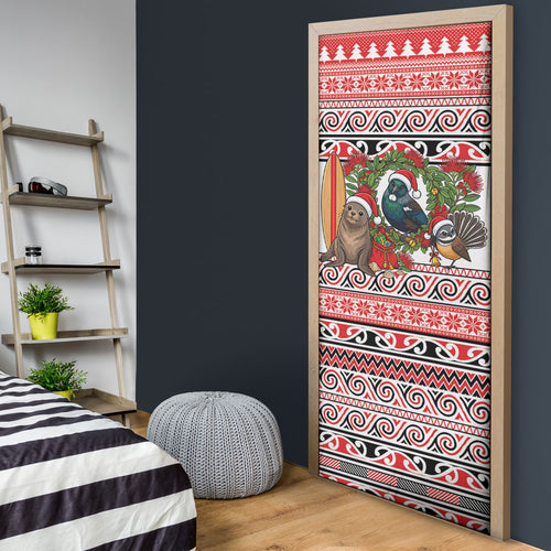 New Zealand Animal Christmas Door Cover Maori Inspired Kowhaiwhai Patterns