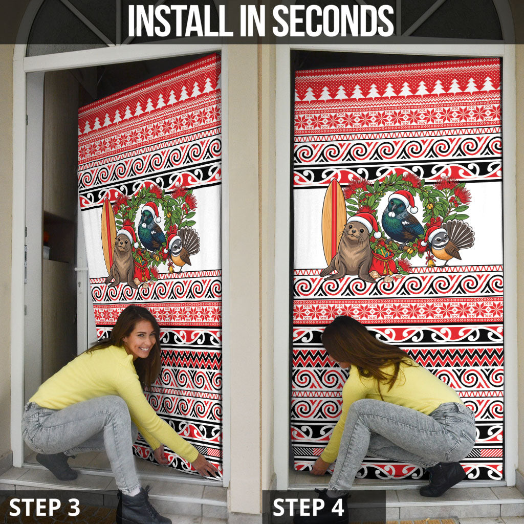 New Zealand Animal Christmas Door Cover Maori Inspired Kowhaiwhai Patterns