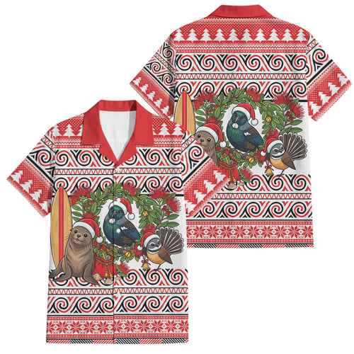 New Zealand Animal Christmas Family Matching Mermaid Dress and Hawaiian Shirt Maori Inspired Kowhaiwhai Patterns