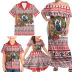 New Zealand Animal Christmas Family Matching Off Shoulder Maxi Dress and Hawaiian Shirt Maori Inspired Kowhaiwhai Patterns