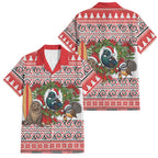 New Zealand Animal Christmas Family Matching Off Shoulder Maxi Dress and Hawaiian Shirt Maori Inspired Kowhaiwhai Patterns