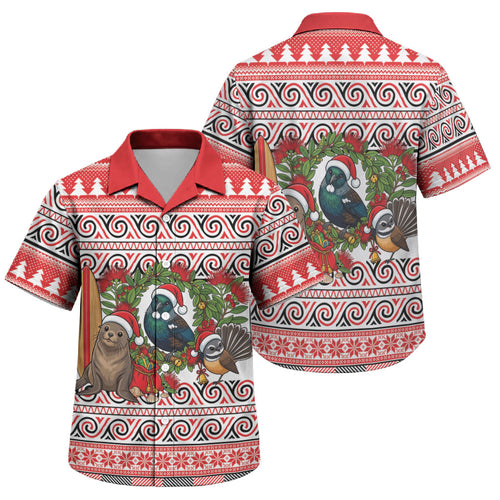 New Zealand Animal Christmas Family Matching Short Sleeve Bodycon Dress and Hawaiian Shirt Maori Inspired Kowhaiwhai Patterns