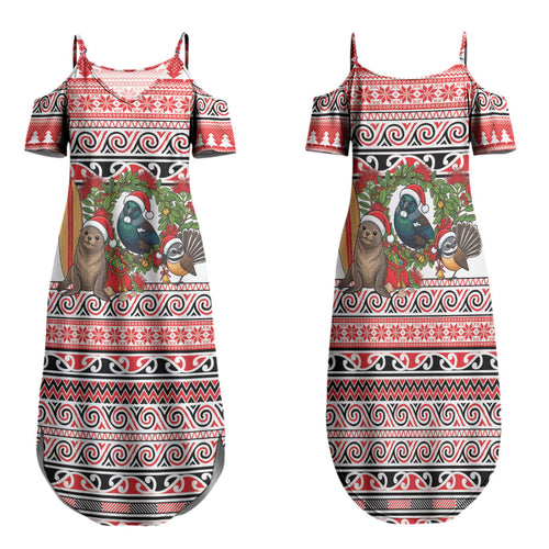 New Zealand Animal Christmas Family Matching Summer Maxi Dress and Hawaiian Shirt Maori Inspired Kowhaiwhai Patterns