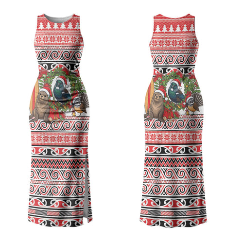 New Zealand Animal Christmas Family Matching Tank Maxi Dress and Hawaiian Shirt Maori Inspired Kowhaiwhai Patterns