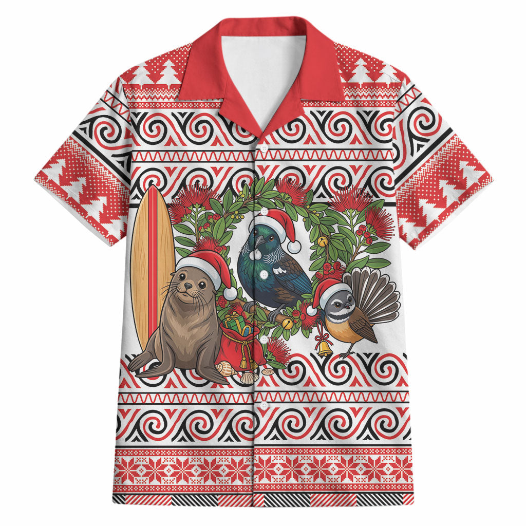 New Zealand Animal Christmas Hawaiian Shirt Maori Inspired Kowhaiwhai Patterns