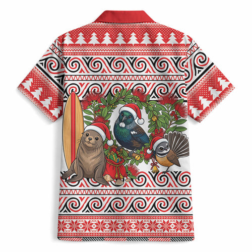 New Zealand Animal Christmas Hawaiian Shirt Maori Inspired Kowhaiwhai Patterns