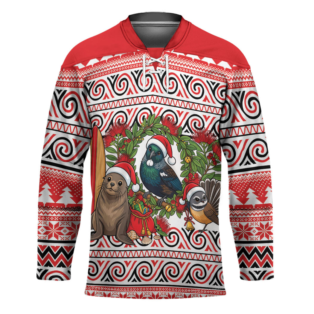 New Zealand Animal Christmas Hockey Jersey Maori Inspired Kowhaiwhai Patterns