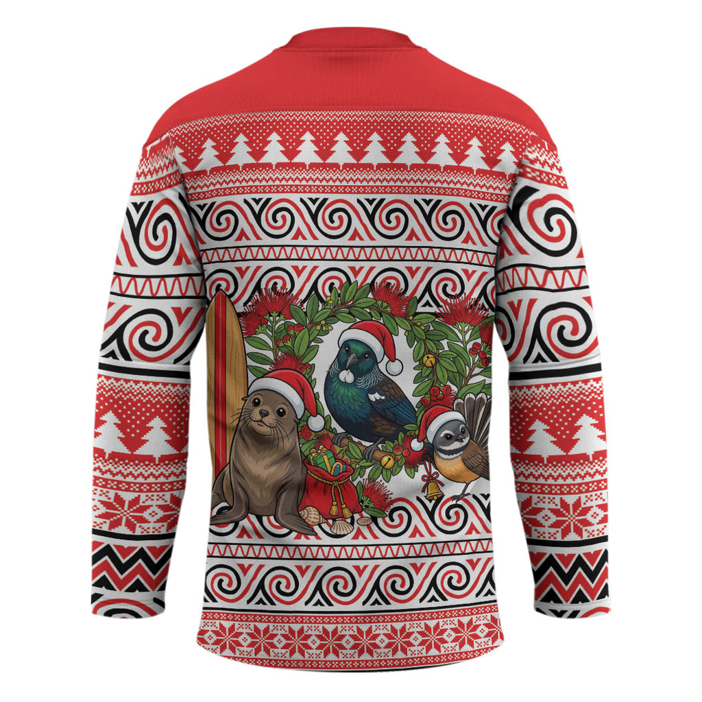 New Zealand Animal Christmas Hockey Jersey Maori Inspired Kowhaiwhai Patterns