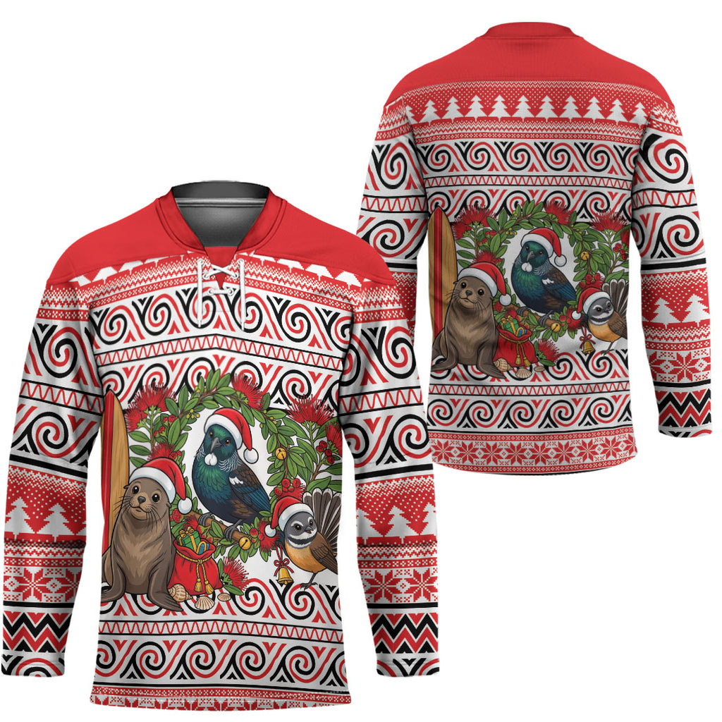 New Zealand Animal Christmas Hockey Jersey Maori Inspired Kowhaiwhai Patterns
