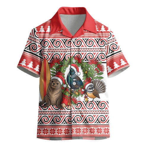 New Zealand Animal Christmas Kid Hawaiian Shirt Maori Inspired Kowhaiwhai Patterns
