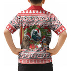 New Zealand Animal Christmas Kid Hawaiian Shirt Maori Inspired Kowhaiwhai Patterns