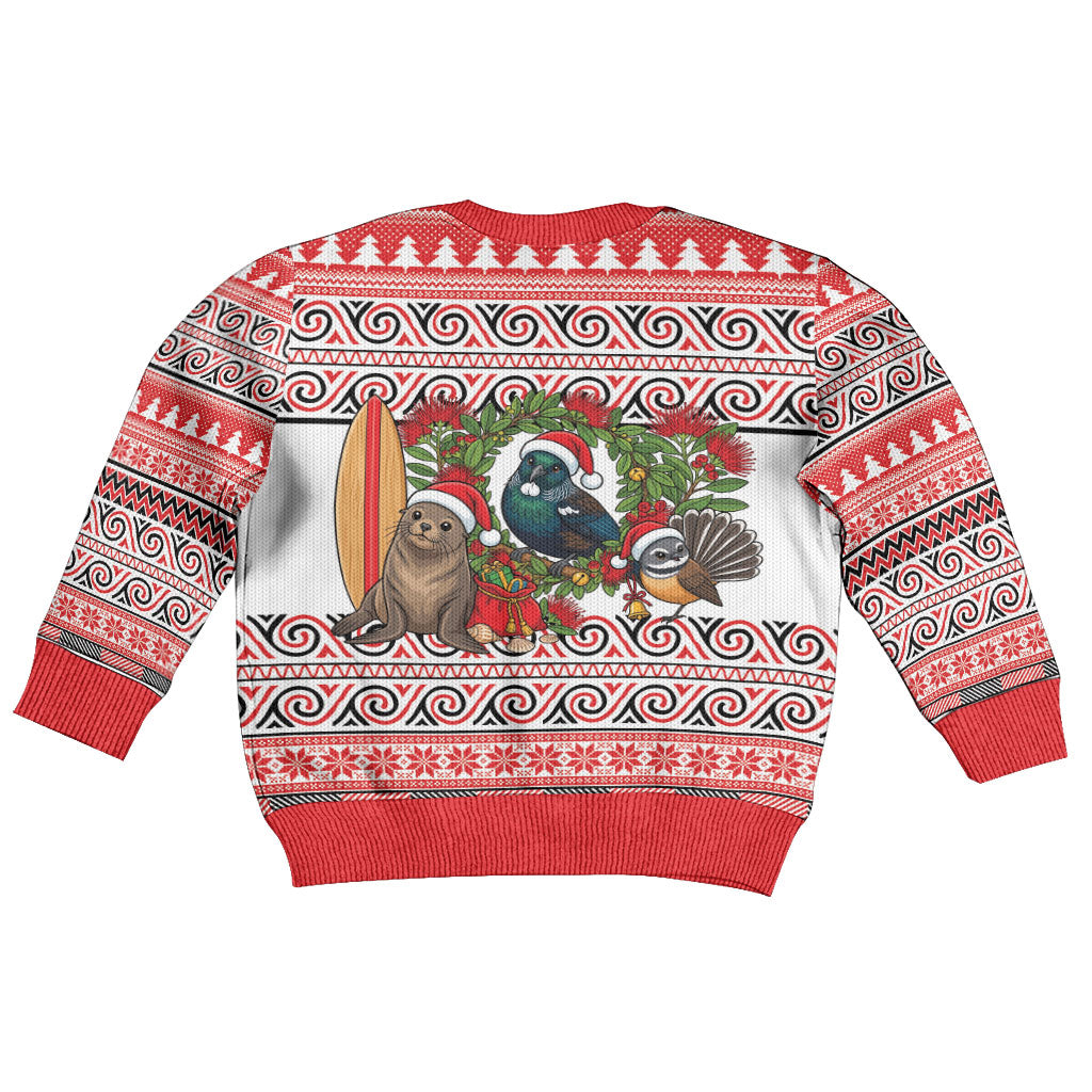 New Zealand Animal Christmas Kid Ugly Christmas Sweater Maori Inspired Kowhaiwhai Patterns
