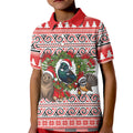New Zealand Animal Christmas Kid Polo Shirt Maori Inspired Kowhaiwhai Patterns