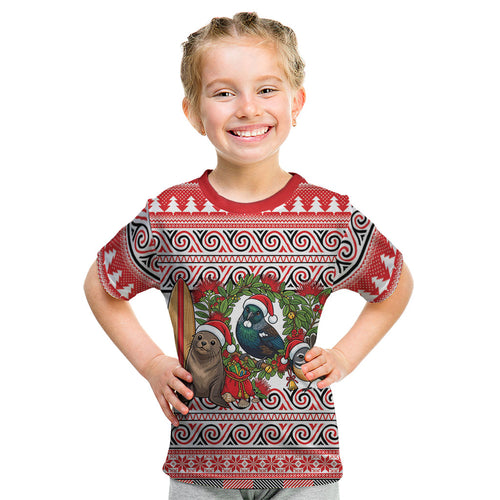 New Zealand Animal Christmas Kid T Shirt Maori Inspired Kowhaiwhai Patterns