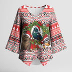 New Zealand Animal Christmas Kimono Sleeve Blouse Maori Inspired Kowhaiwhai Patterns