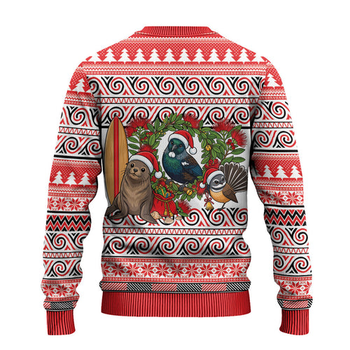 New Zealand Animal Christmas Ugly Christmas Sweater Maori Inspired Kowhaiwhai Patterns