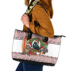 New Zealand Animal Christmas Leather Tote Bag Maori Inspired Kowhaiwhai Patterns