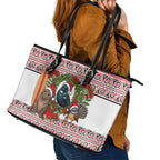 New Zealand Animal Christmas Leather Tote Bag Maori Inspired Kowhaiwhai Patterns