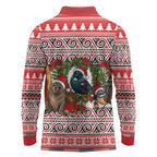 New Zealand Animal Christmas Long Sleeve Polo Shirt Maori Inspired Kowhaiwhai Patterns