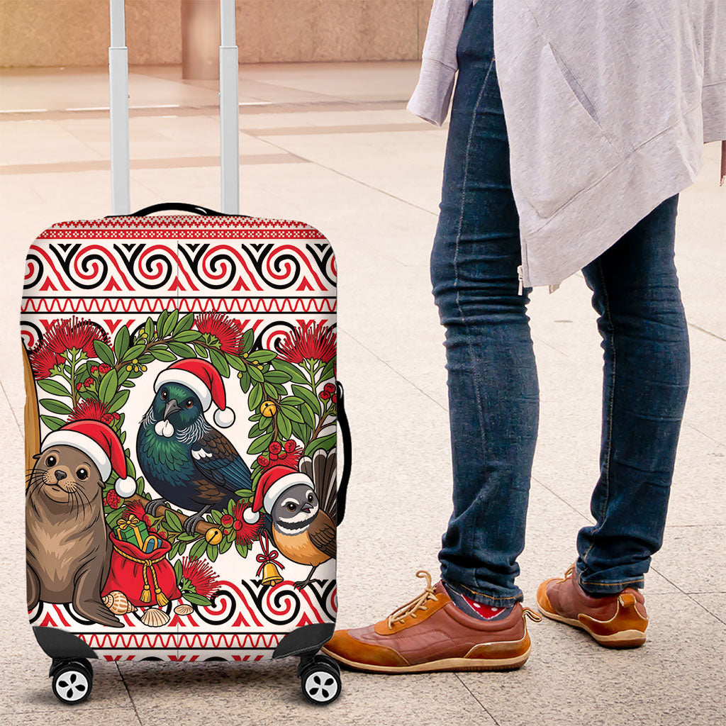New Zealand Animal Christmas Luggage Cover Maori Inspired Kowhaiwhai Patterns