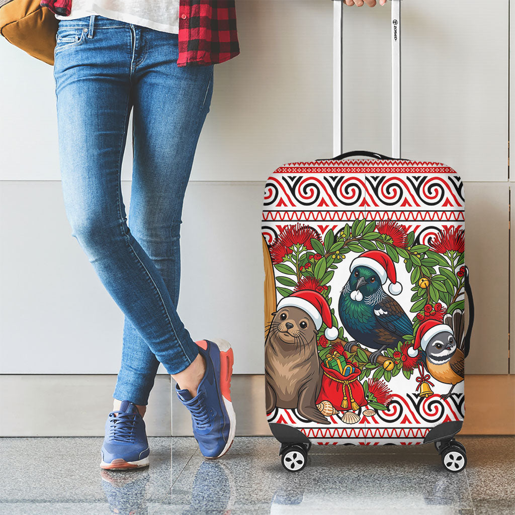 New Zealand Animal Christmas Luggage Cover Maori Inspired Kowhaiwhai Patterns