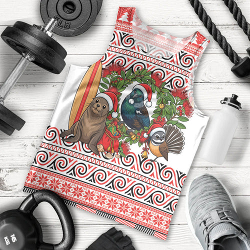 New Zealand Animal Christmas Men Tank Top Maori Inspired Kowhaiwhai Patterns