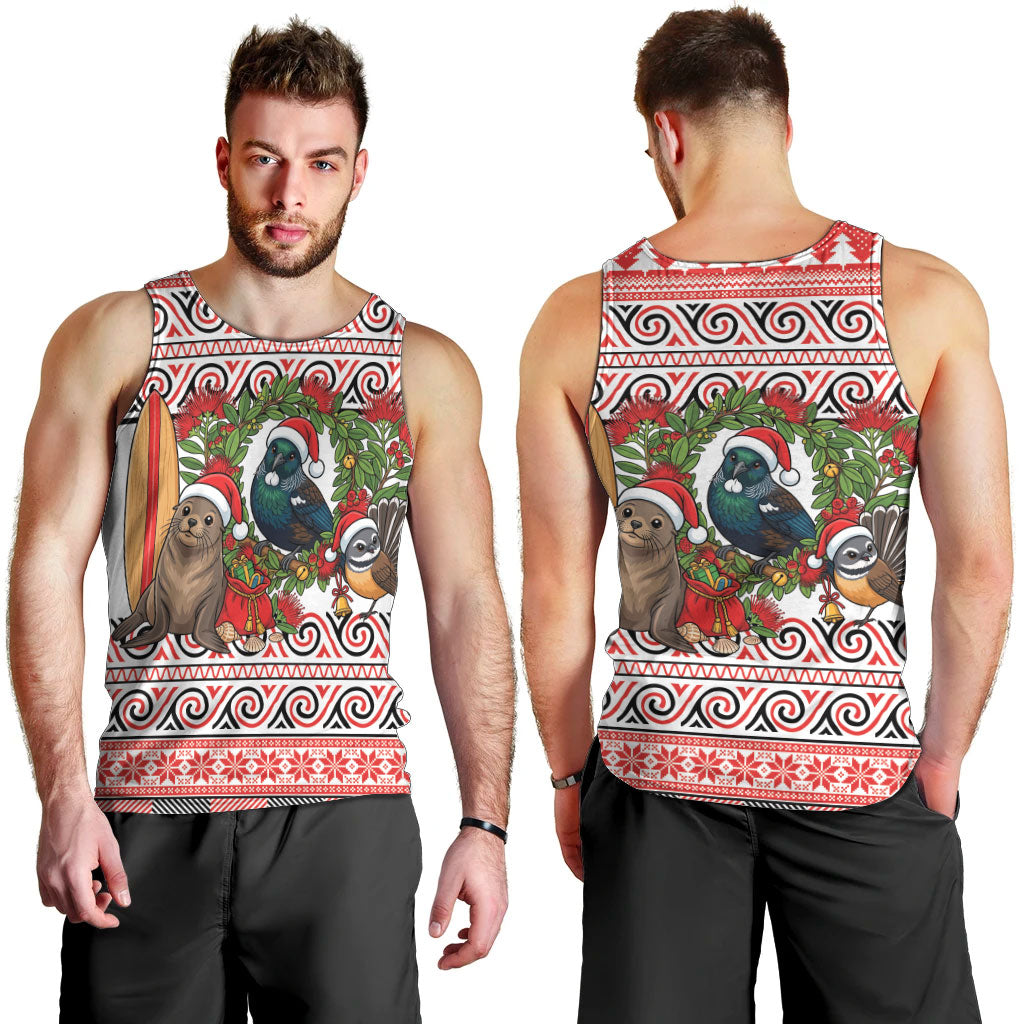 New Zealand Animal Christmas Men Tank Top Maori Inspired Kowhaiwhai Patterns