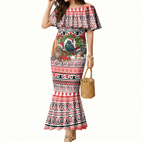 New Zealand Animal Christmas Mermaid Dress Maori Inspired Kowhaiwhai Patterns