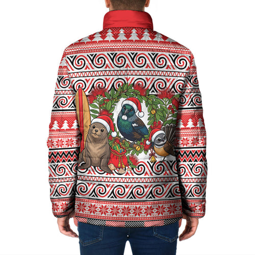 New Zealand Animal Christmas Padded Jacket Maori Inspired Kowhaiwhai Patterns