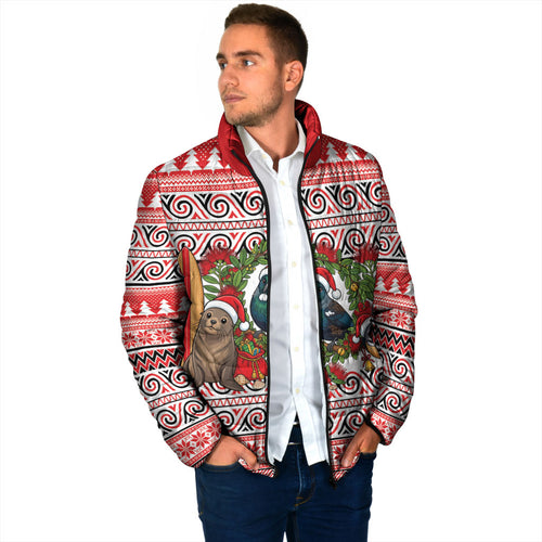 New Zealand Animal Christmas Padded Jacket Maori Inspired Kowhaiwhai Patterns