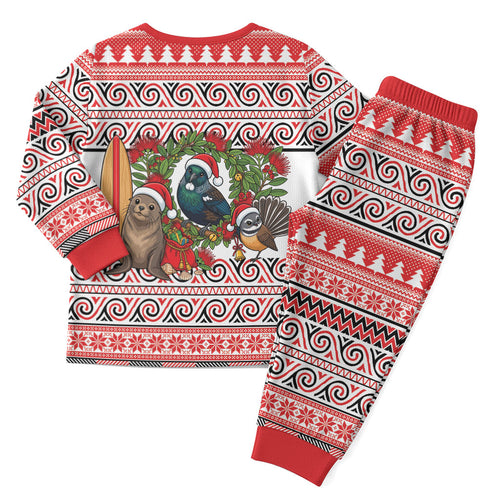 New Zealand Animal Christmas Pajama Set Maori Inspired Kowhaiwhai Patterns