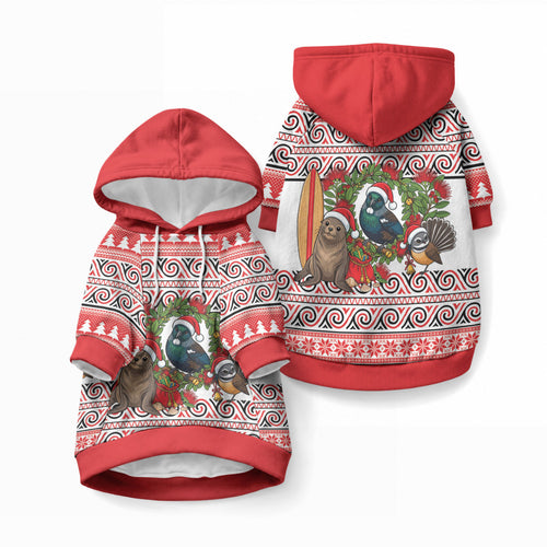 New Zealand Animal Christmas Pet Hoodie Maori Inspired Kowhaiwhai Patterns