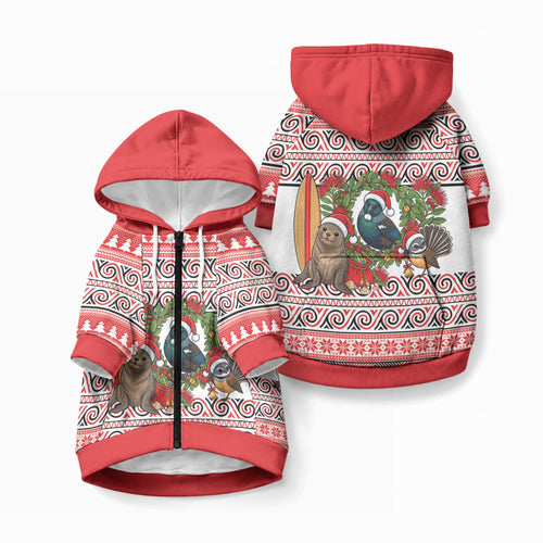 New Zealand Animal Christmas Pet Hoodie Maori Inspired Kowhaiwhai Patterns