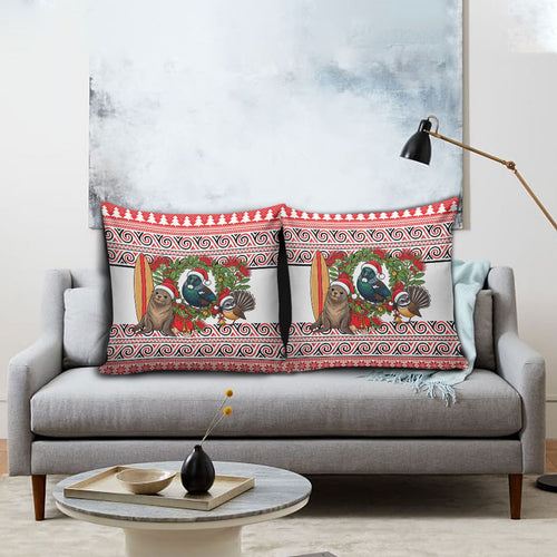 New Zealand Animal Christmas Pillow Cover Maori Inspired Kowhaiwhai Patterns