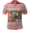 New Zealand Animal Christmas Polo Shirt Maori Inspired Kowhaiwhai Patterns
