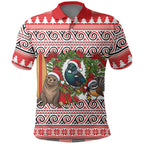 New Zealand Animal Christmas Polo Shirt Maori Inspired Kowhaiwhai Patterns