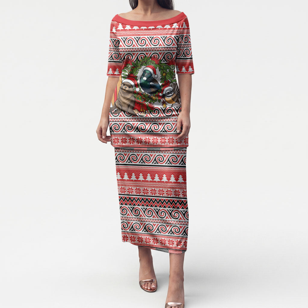 New Zealand Animal Christmas Puletasi Maori Inspired Kowhaiwhai Patterns