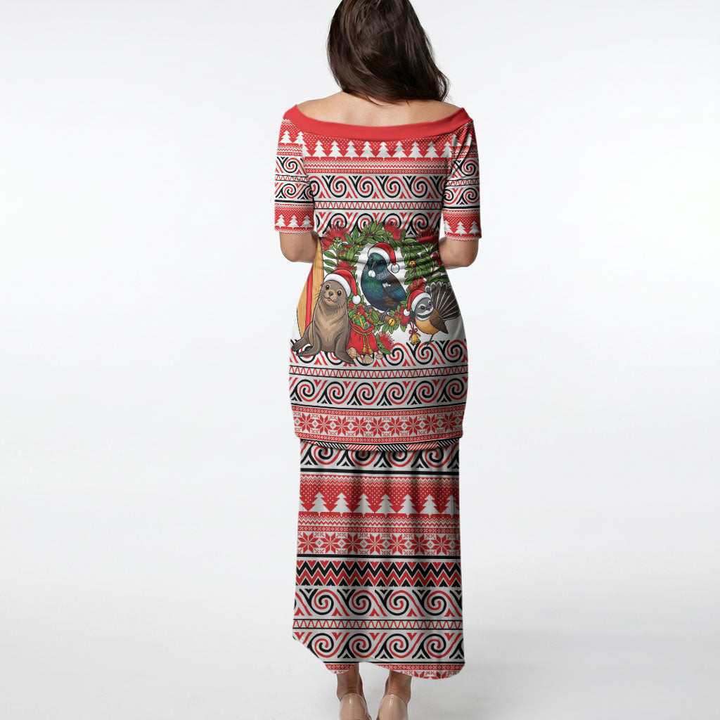 New Zealand Animal Christmas Puletasi Maori Inspired Kowhaiwhai Patterns