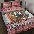 New Zealand Animal Christmas Quilt Bed Set Maori Inspired Kowhaiwhai Patterns