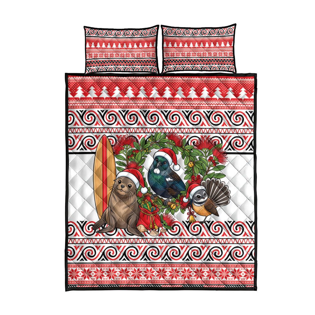 New Zealand Animal Christmas Quilt Bed Set Maori Inspired Kowhaiwhai Patterns