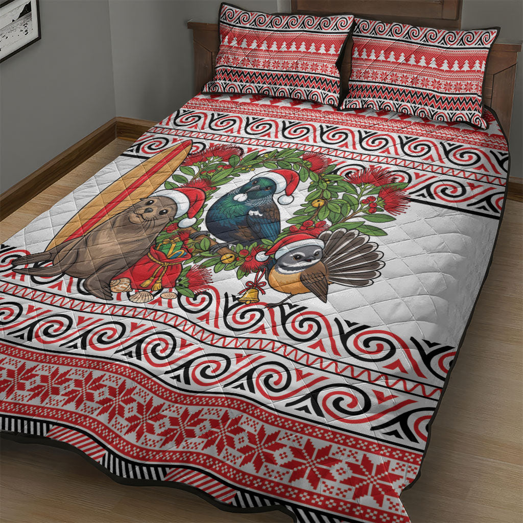 New Zealand Animal Christmas Quilt Bed Set Maori Inspired Kowhaiwhai Patterns